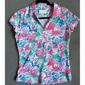 Tournament Collection Polo Golf Shirt Women Size Medium Multicolor Short Sleeve